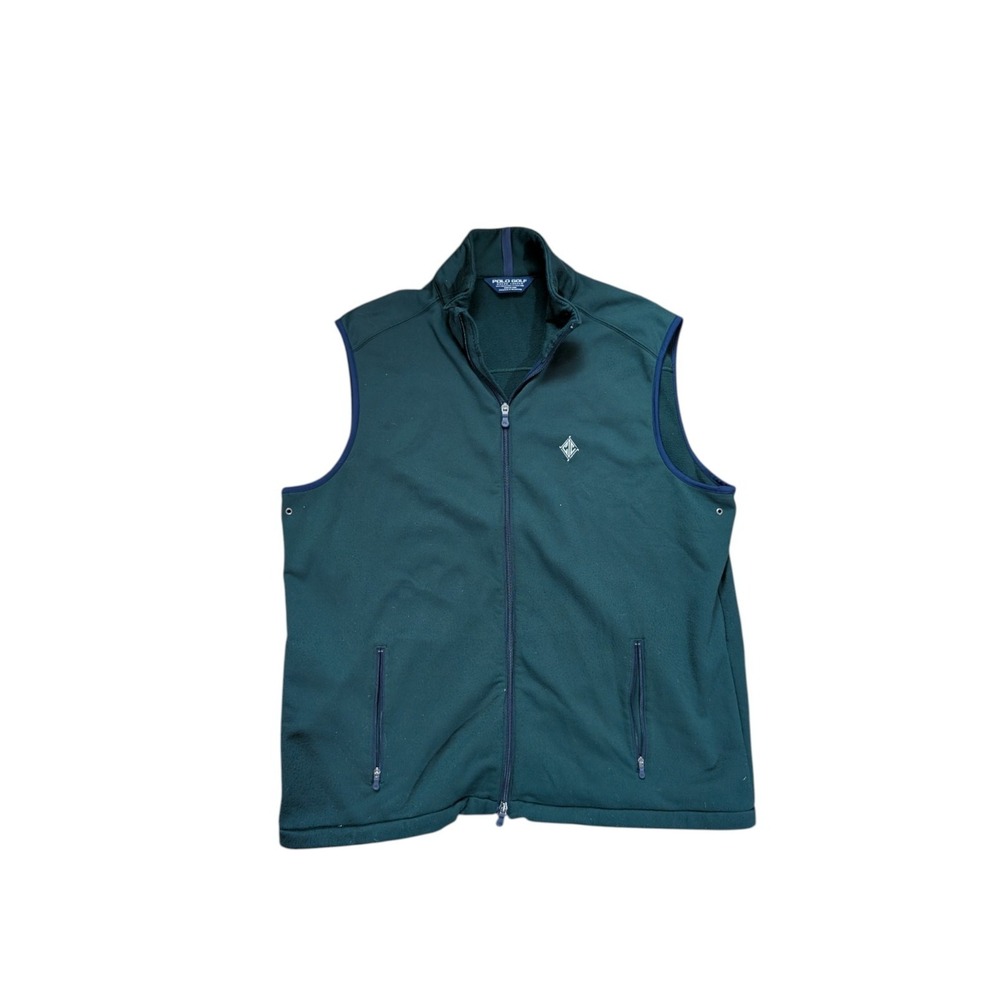 Polo Sport Ralph Lauren Fleece Vest Mens XL Green Vtg Golf Tech Full Zip USA